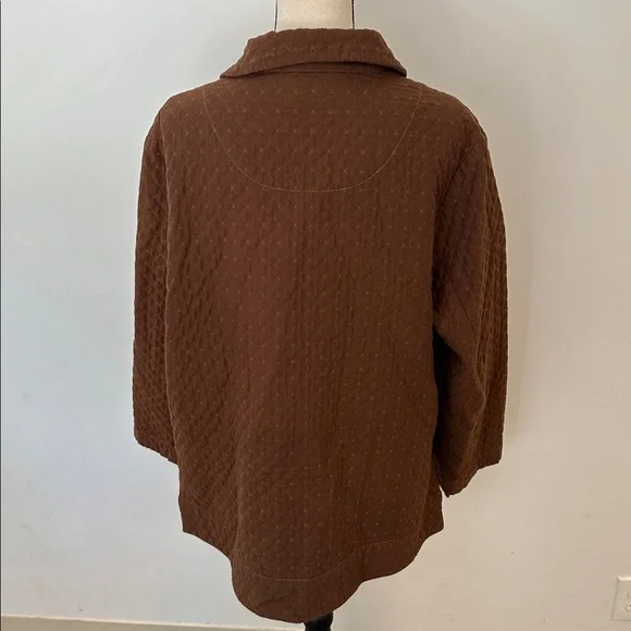 April Cornell Chocolate Brown Quilted Utility Jacket Classic Casual Cabincore - Picture 3 of 6